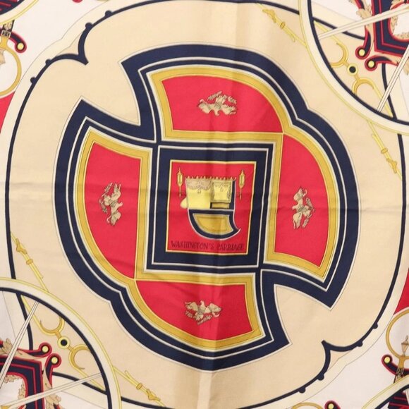 HERMES Carre 90 Scarf ""WASHINGTON'S CARRIAGE"" Silk Navy Auth BA6382 - Picture 14 of 16